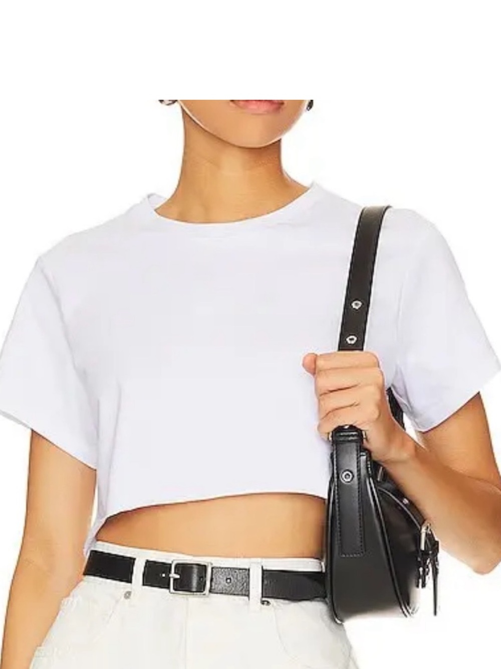 All Saints White Cropped Crewneck Tee